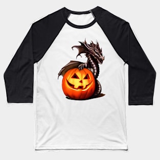 Black Dragon Jack-O-Lantern Baseball T-Shirt